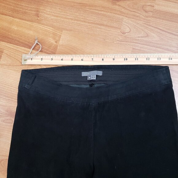 Vince Genuine Suede Leather Leggings Stretch Black Pants Sz Medium M - Picture 7 of 9